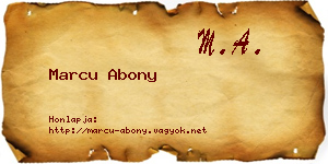 Marcu Abony névjegykártya